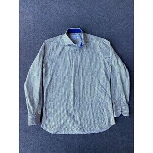 Umberto Carro Positano Mens dress shirt long sleeve 17 43  geometric white/y/b